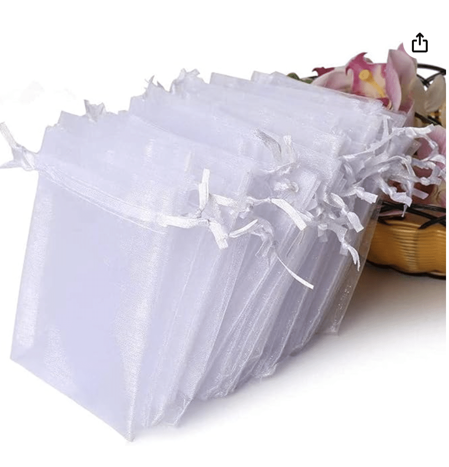 100PCS Premium Sheer Organza Bags, White Wedding Favor Bags, 4x4.72 Jewelry Gift Bags for Party, Jewelry, Christmas, Festival, Bathroom Soaps, Makeup Organza, Wrapping Supplie